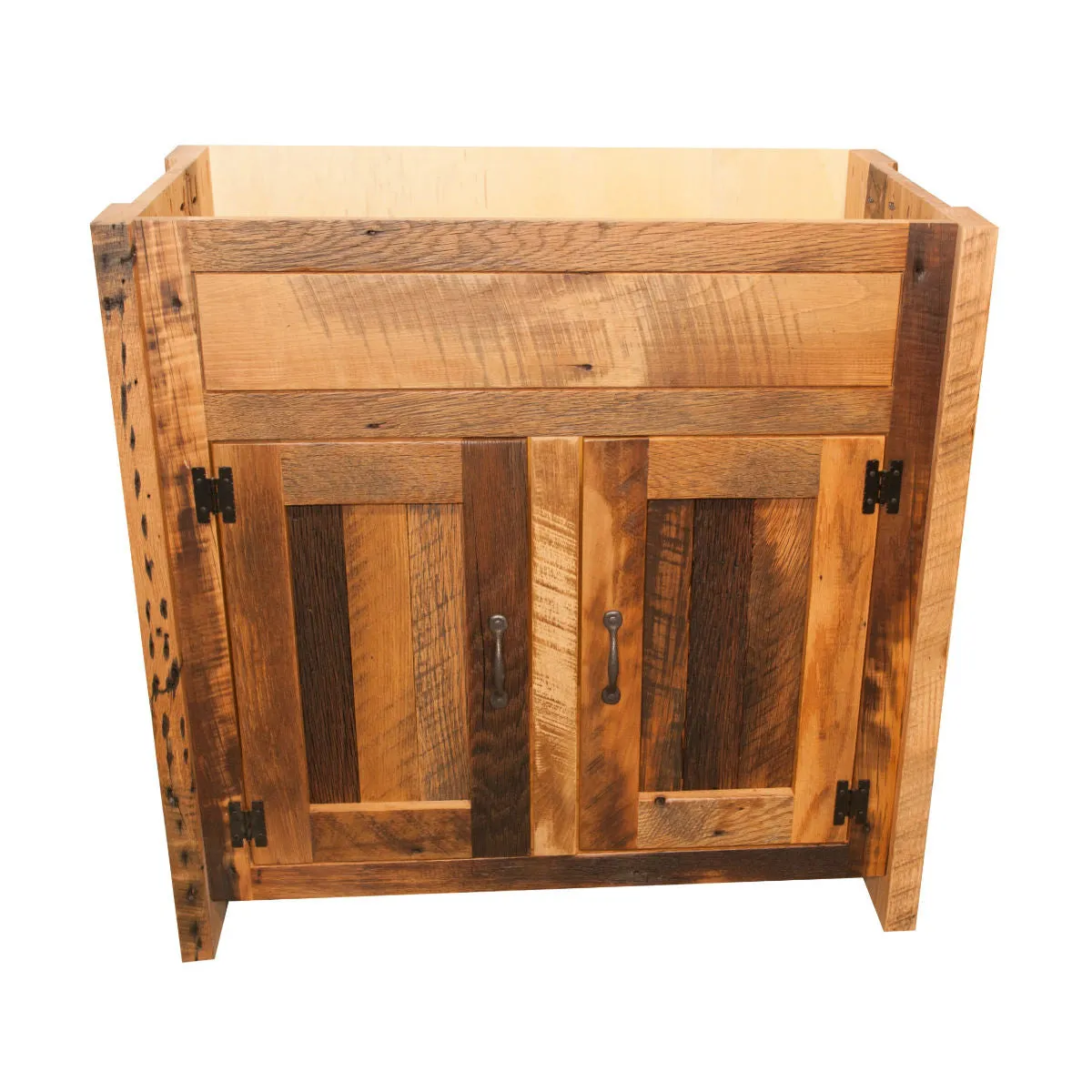 Rustic Reclaimed Wood Vanity Base, No Top