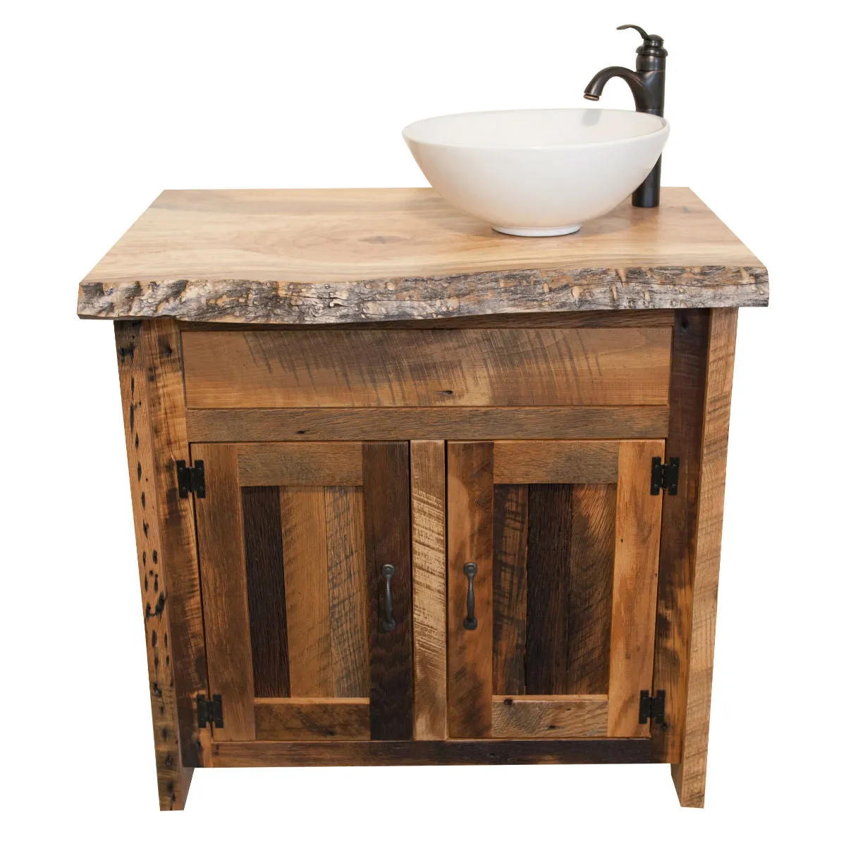 Rustic Reclaimed Wood Vanity Base, No Top