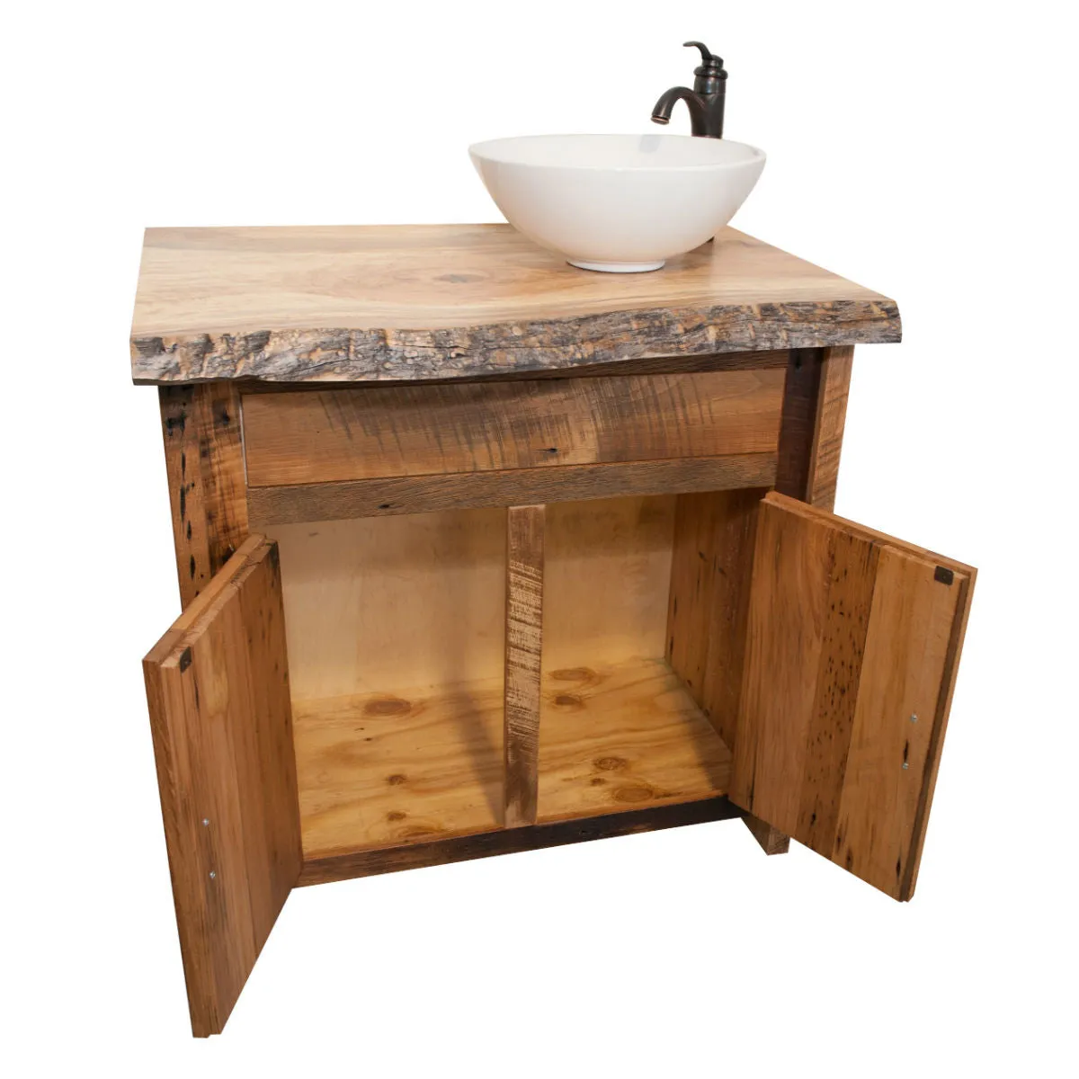 Rustic Reclaimed Wood Vanity Base, No Top
