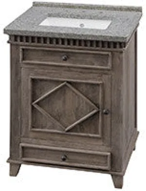 Rustic Wood 26" Vanity w/ Black & White Mottled Granite Top - SS3826