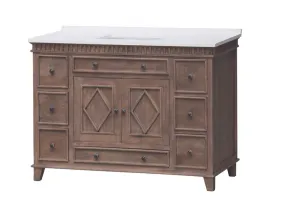 Rustic Wood 48" Vanity w/ white Quartz Top - SS3848WT