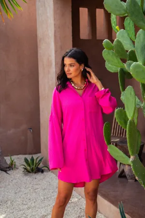 Sandy Shirt Dress - Raspberry Sorbet