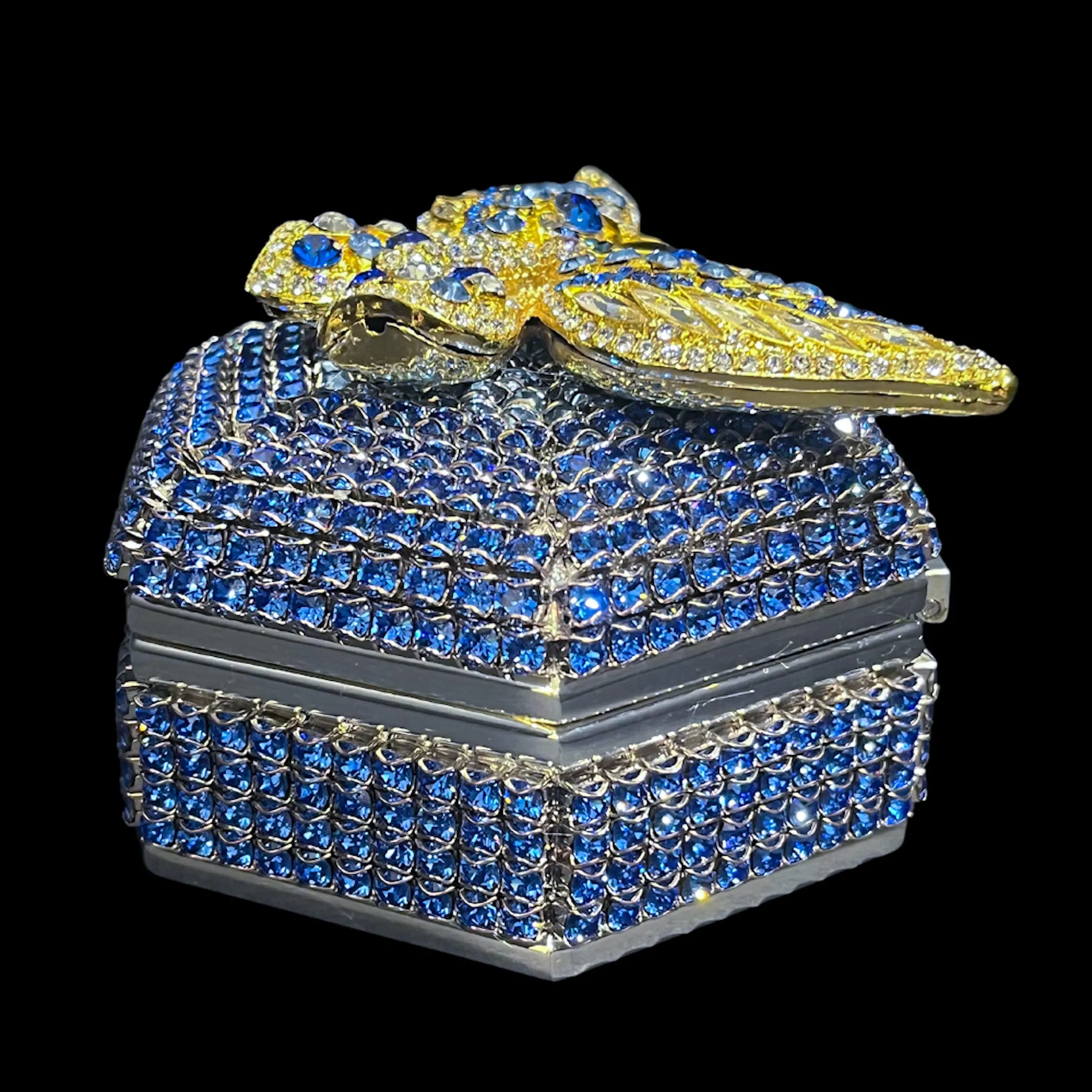 Sapphire Mix Butterfly Hexagon Box Featuring Premium Crystals