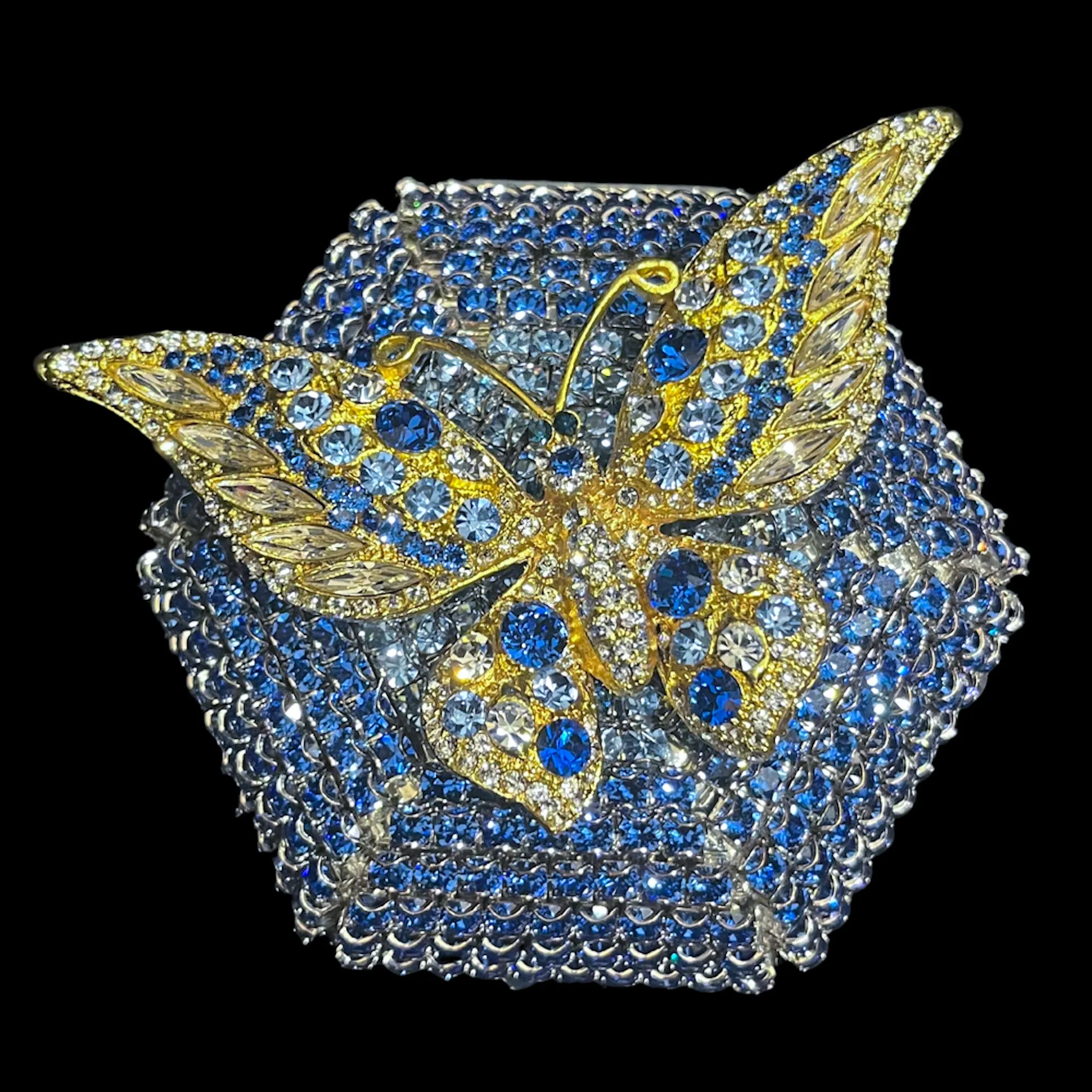 Sapphire Mix Butterfly Hexagon Box Featuring Premium Crystals