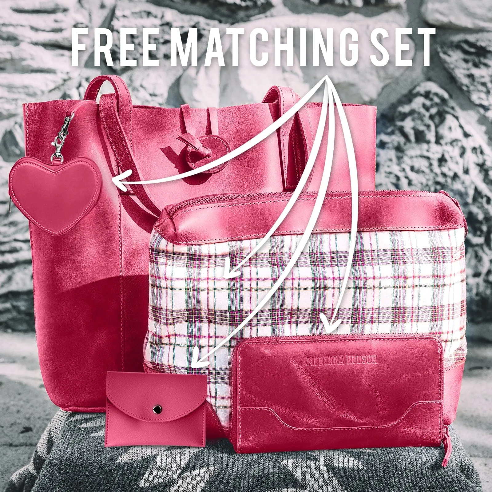 Savannah Leather Tote   FREE Matching Vanity Bag   3 FREE Wallets