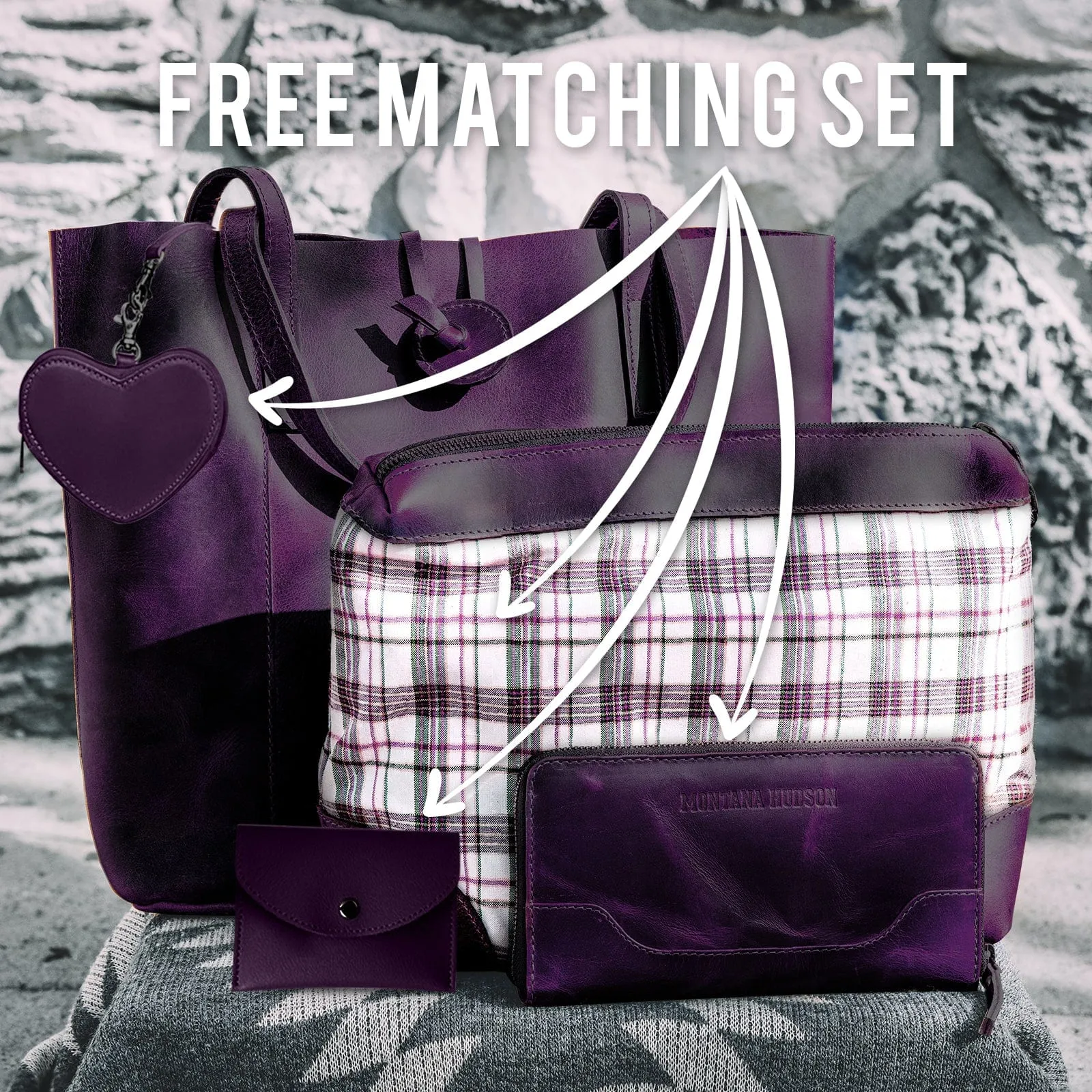 Savannah Leather Tote   FREE Matching Vanity Bag   3 FREE Wallets