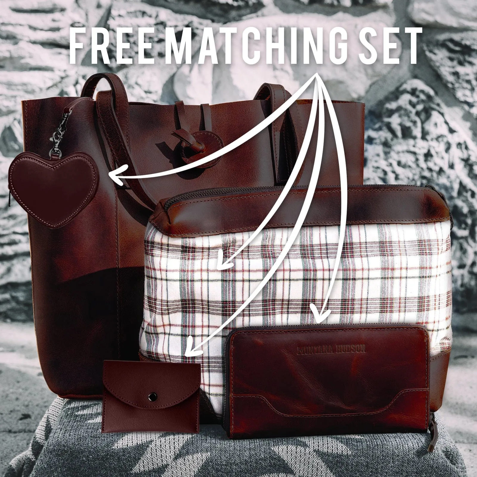 Savannah Leather Tote   FREE Matching Vanity Bag   3 FREE Wallets