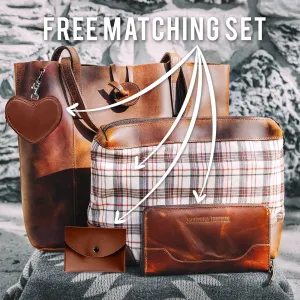 Savannah Leather Tote   FREE Matching Vanity Bag   3 FREE Wallets
