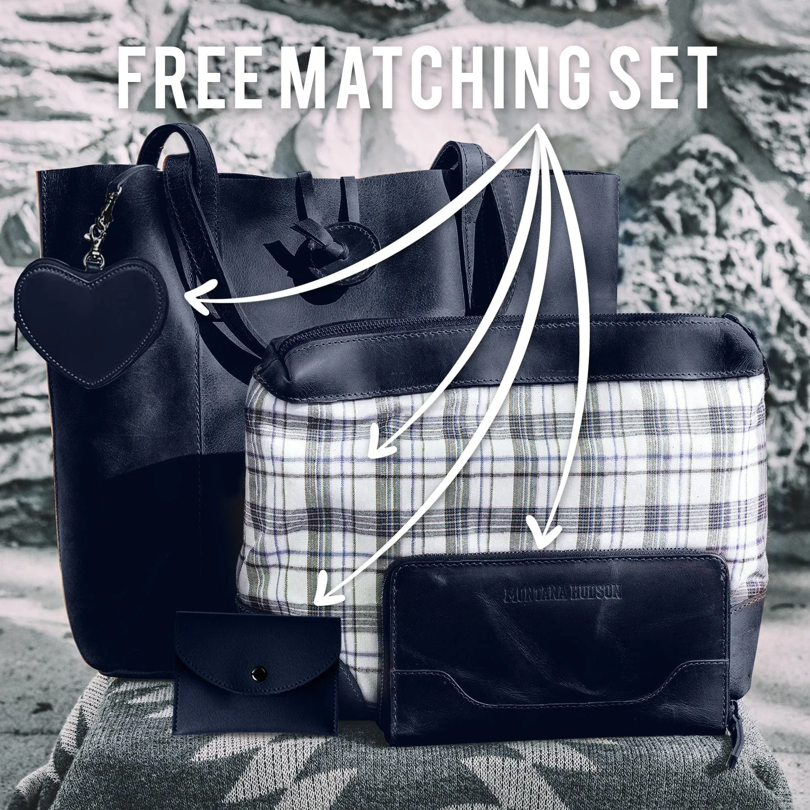 Savannah Leather Tote   FREE Matching Vanity Bag   3 FREE Wallets