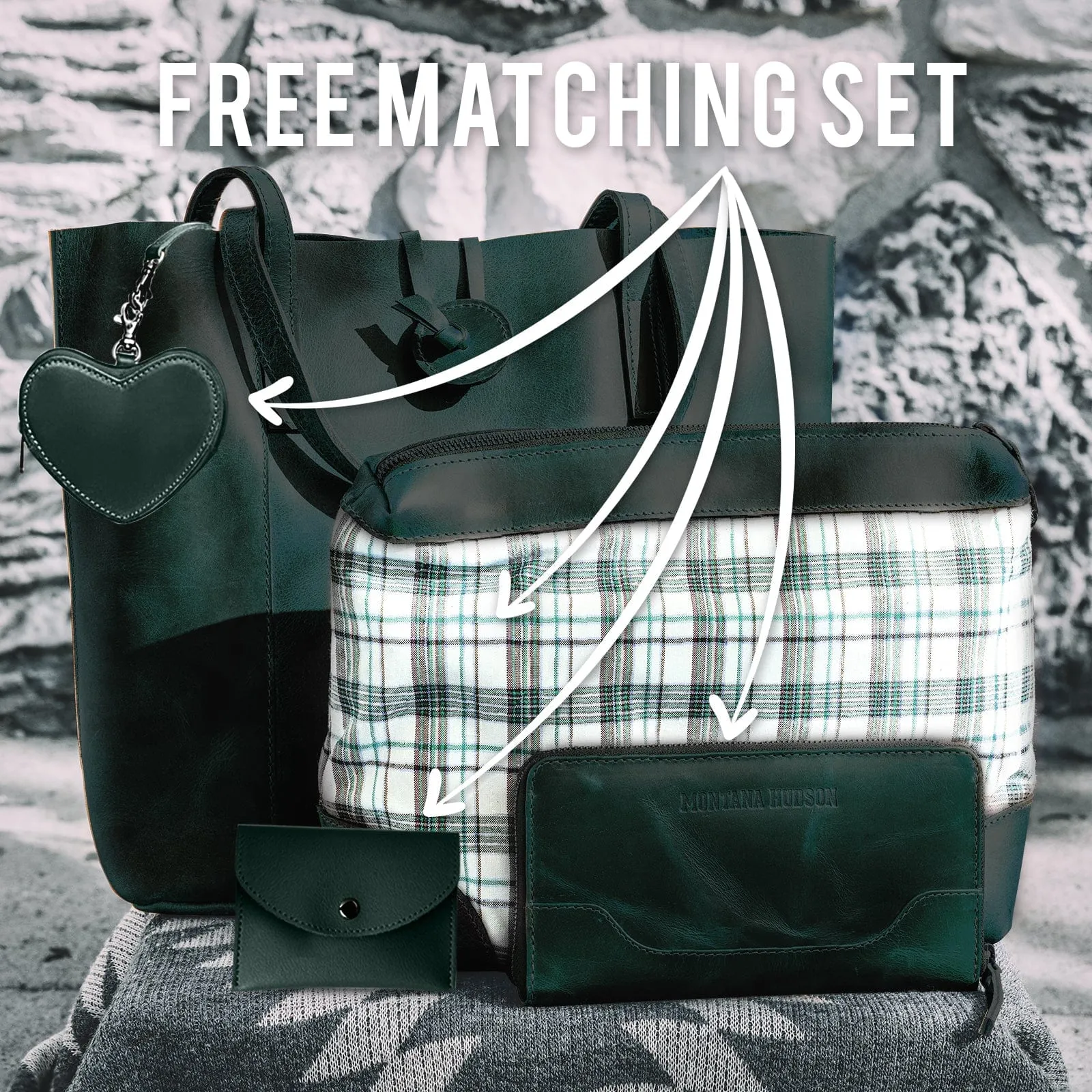 Savannah Leather Tote   FREE Matching Vanity Bag   3 FREE Wallets