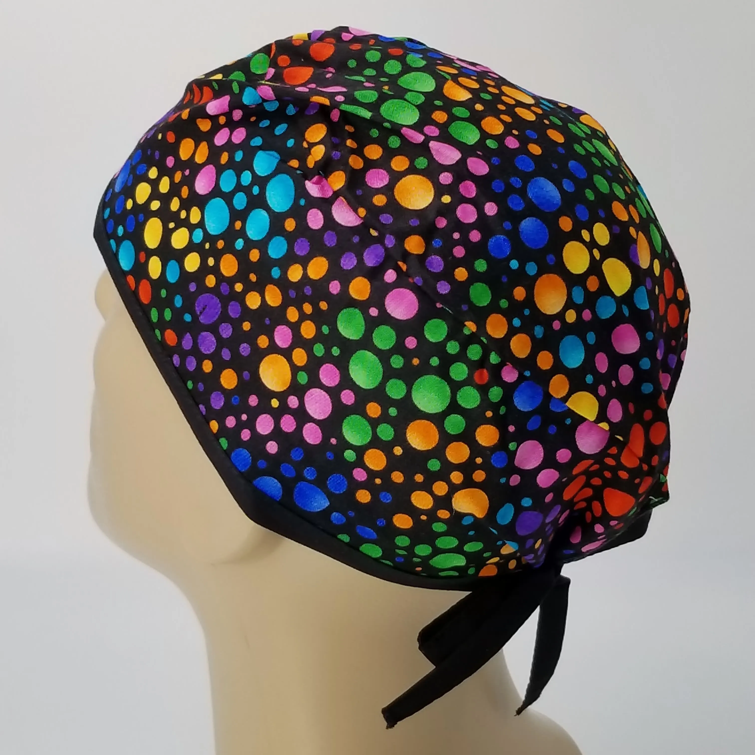 Scrub Cap Medical Surgeon Head Cover Surgical Hat Nurse Nursing Operating Room, Polka Dots Circles