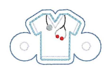 Scrub Top Shoe Charm machine embroidery design (3 versions included) DIGITAL DOWNLOAD