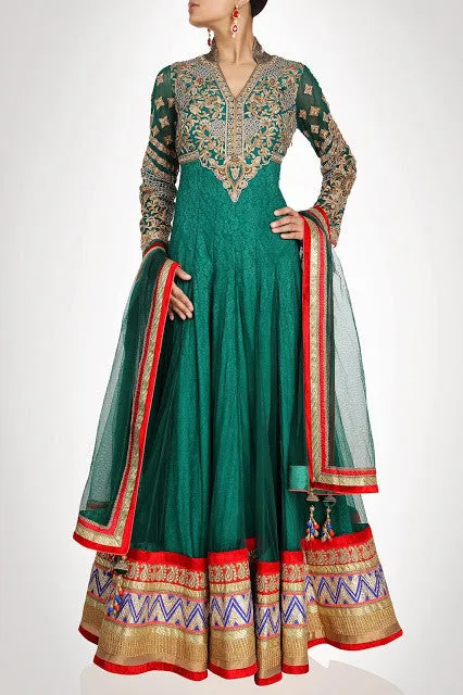 Sea green long length anarkali suit available online