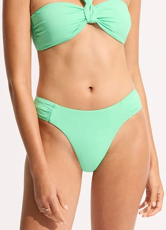 SEAFOLLY- WOMEN'S HIGH LEG ROUCHED SWIM BOTTOM
