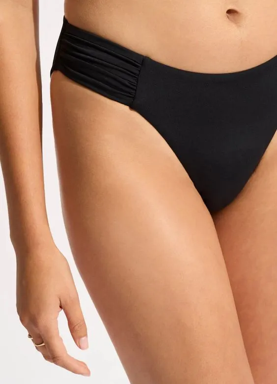 SEAFOLLY- WOMEN'S HIGH LEG ROUCHED SWIM BOTTOM
