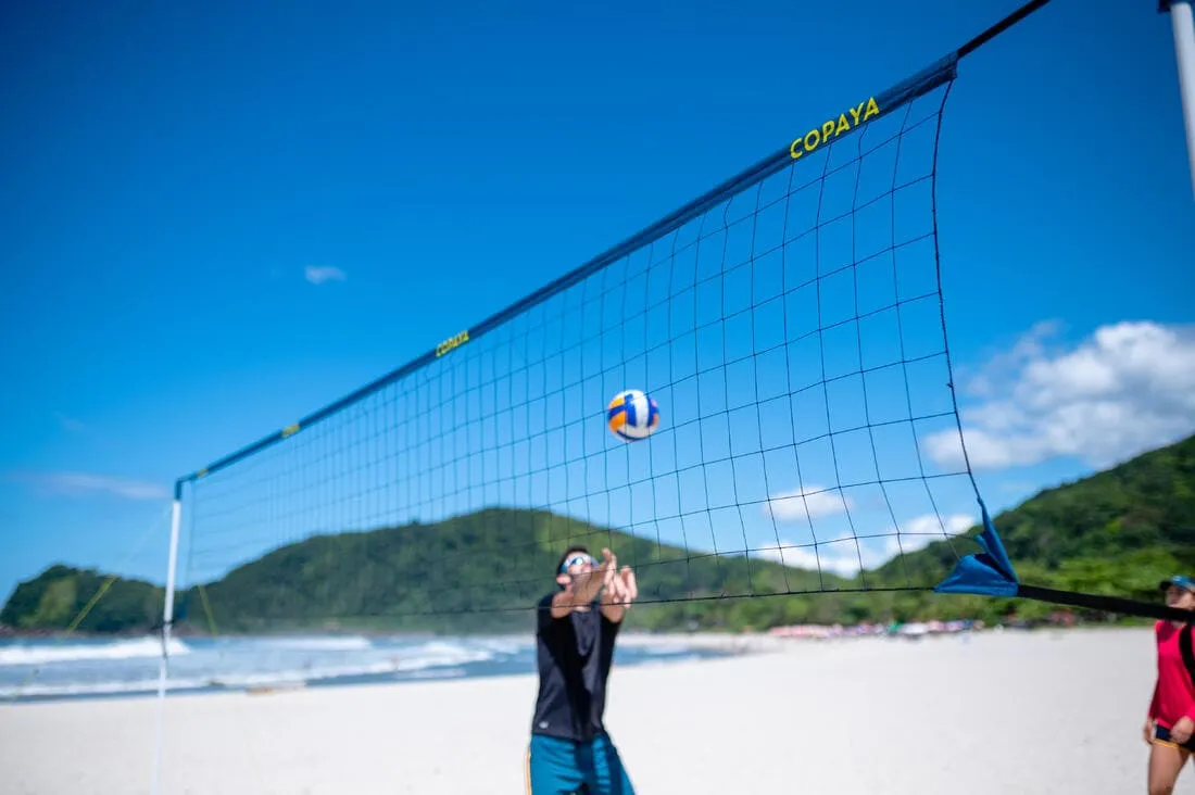 Set (Filet et poteaux) de beach volley loisir BV 500 (6m) bleu
