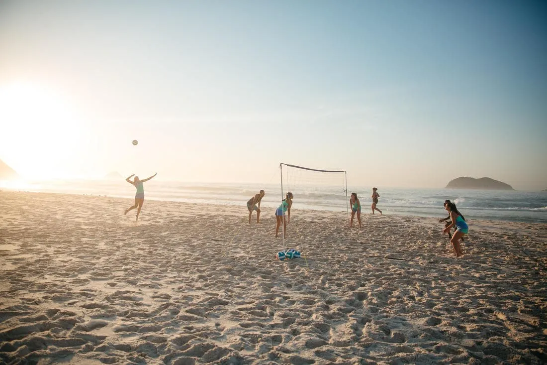 Set (Filet et poteaux) de beach volley loisir BV 500 (6m) bleu