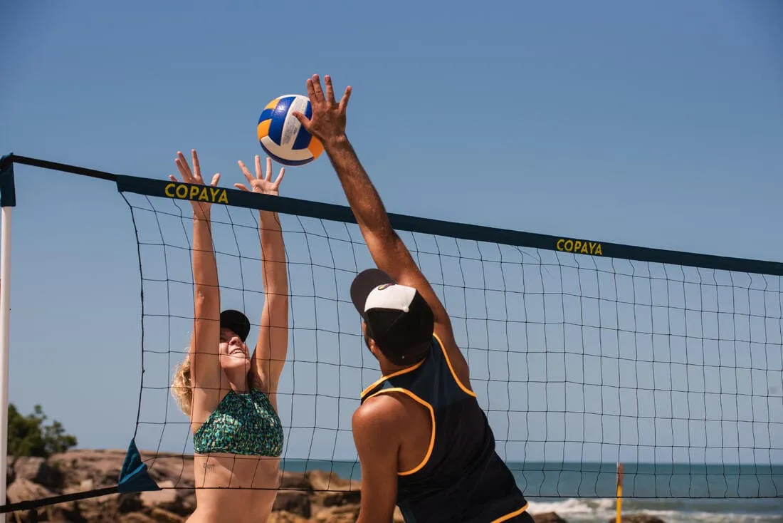 Set (Filet et poteaux) de beach volley loisir BV 500 (6m) bleu