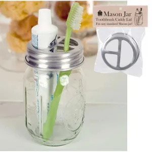 Set of 4 Rustic Mason Jar Toothbrush Holders
