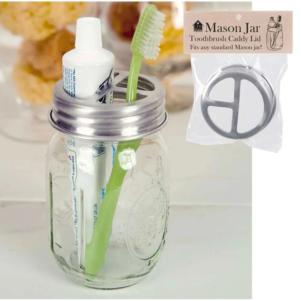 Set of 4 Rustic Mason Jar Toothbrush Holders