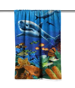 Sharks Colorful Reef Velour Beach Towel