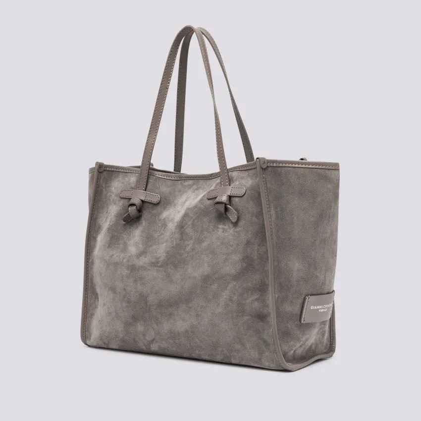 Shopping Marcella in camoscio grigio chiaro