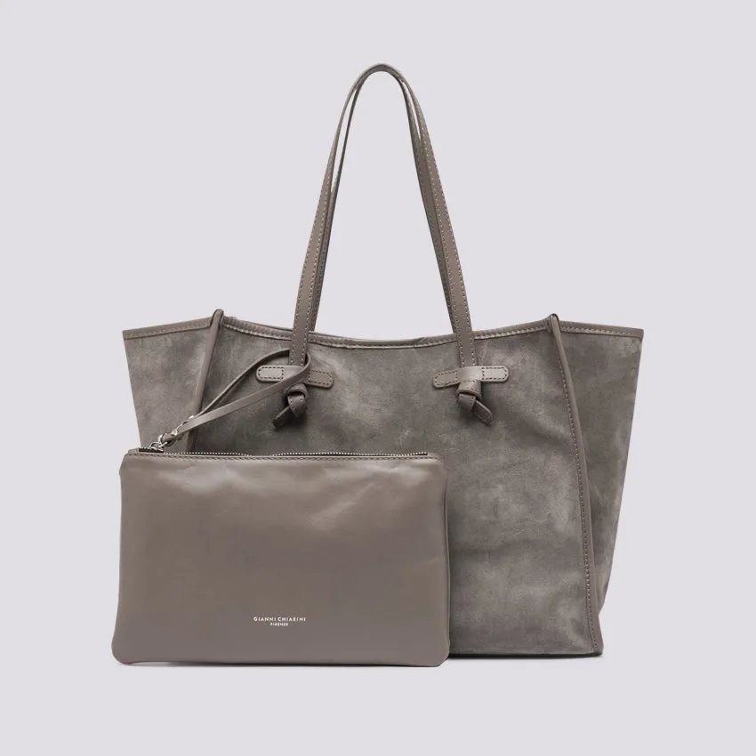 Shopping Marcella in camoscio grigio chiaro