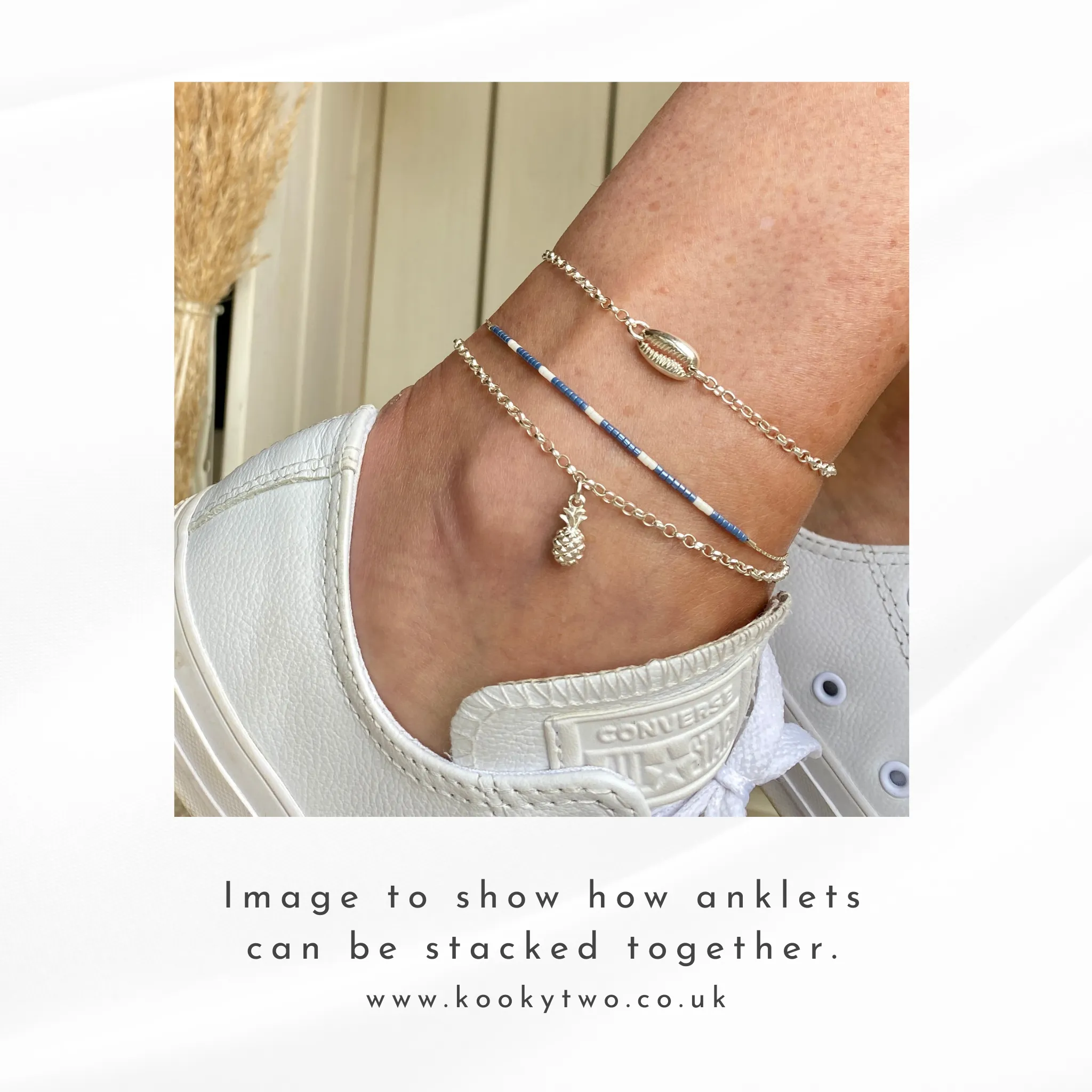Silver Cowrie Shell Anklet