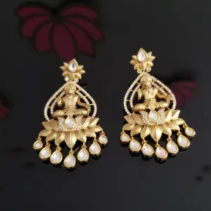 Silver Foiled Kundan Laxmi Earrings 16113