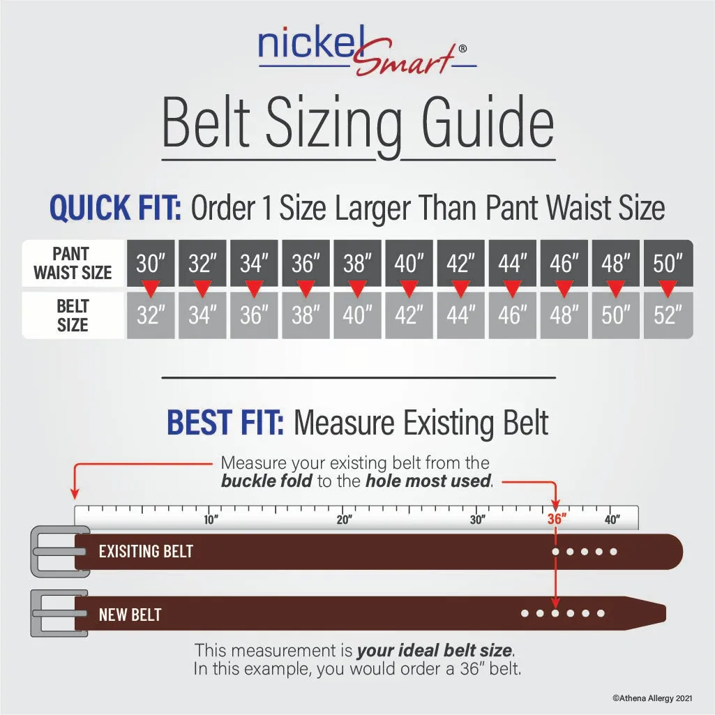 Silver Square Titanium Black Leather Belt by Nickel Smart®