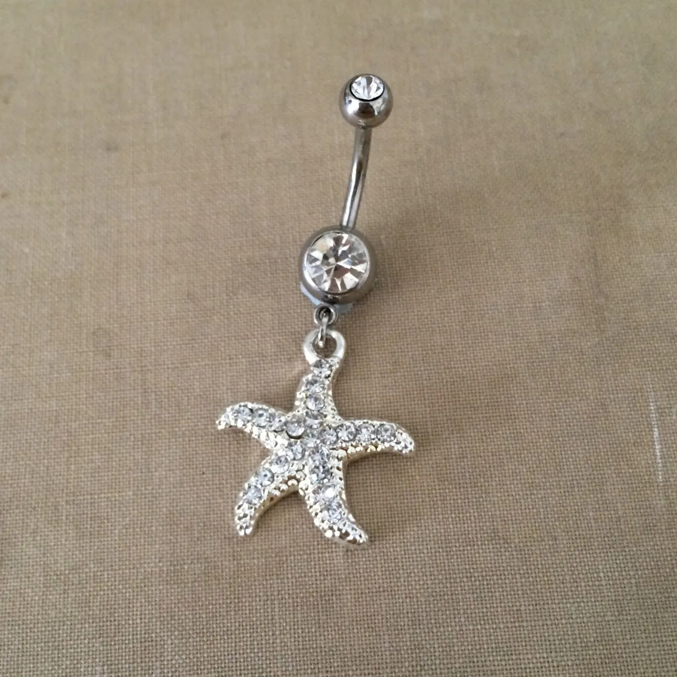 Silver Starfish Belly Button Ring