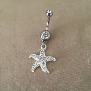 Silver Starfish Belly Button Ring