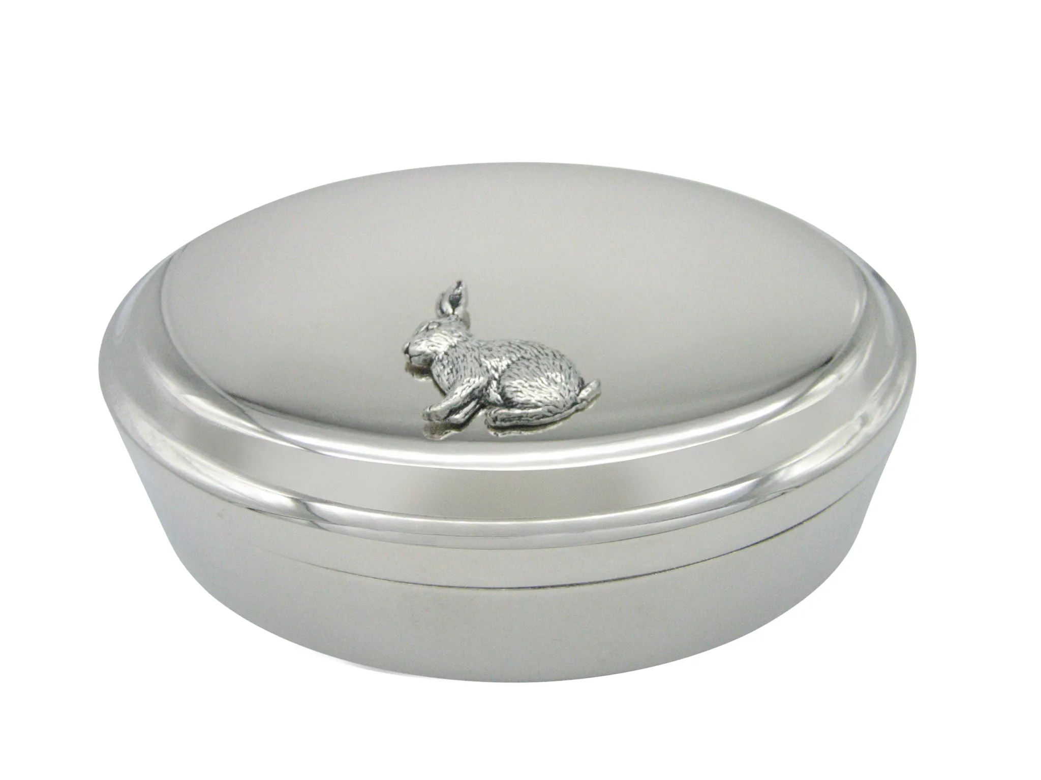 Sitting Rabbit Pendant Oval Trinket Jewelry Box