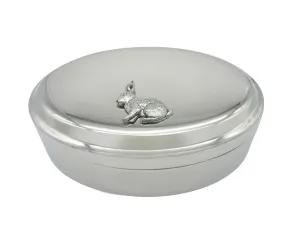 Sitting Rabbit Pendant Oval Trinket Jewelry Box