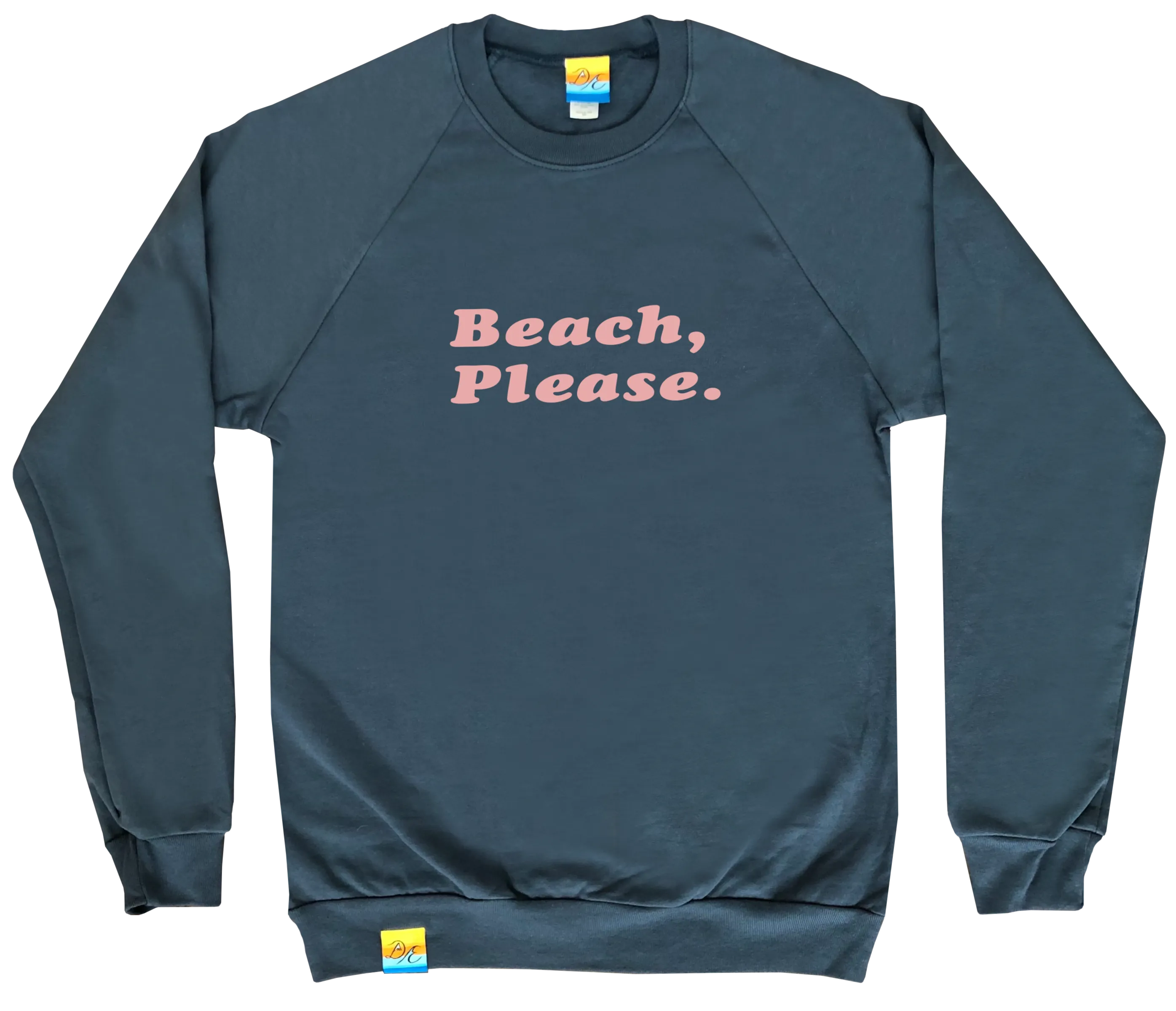 Slate Blue "Beach Please" Organic Raglan