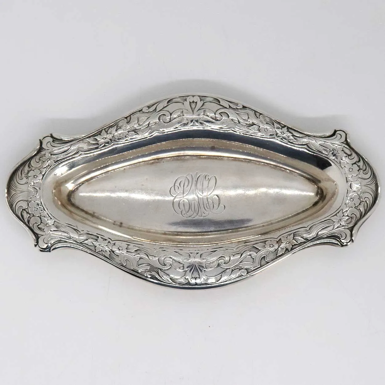 Small American R. Blackinton & Company Art Nouveau Engraved Sterling Silver Tray