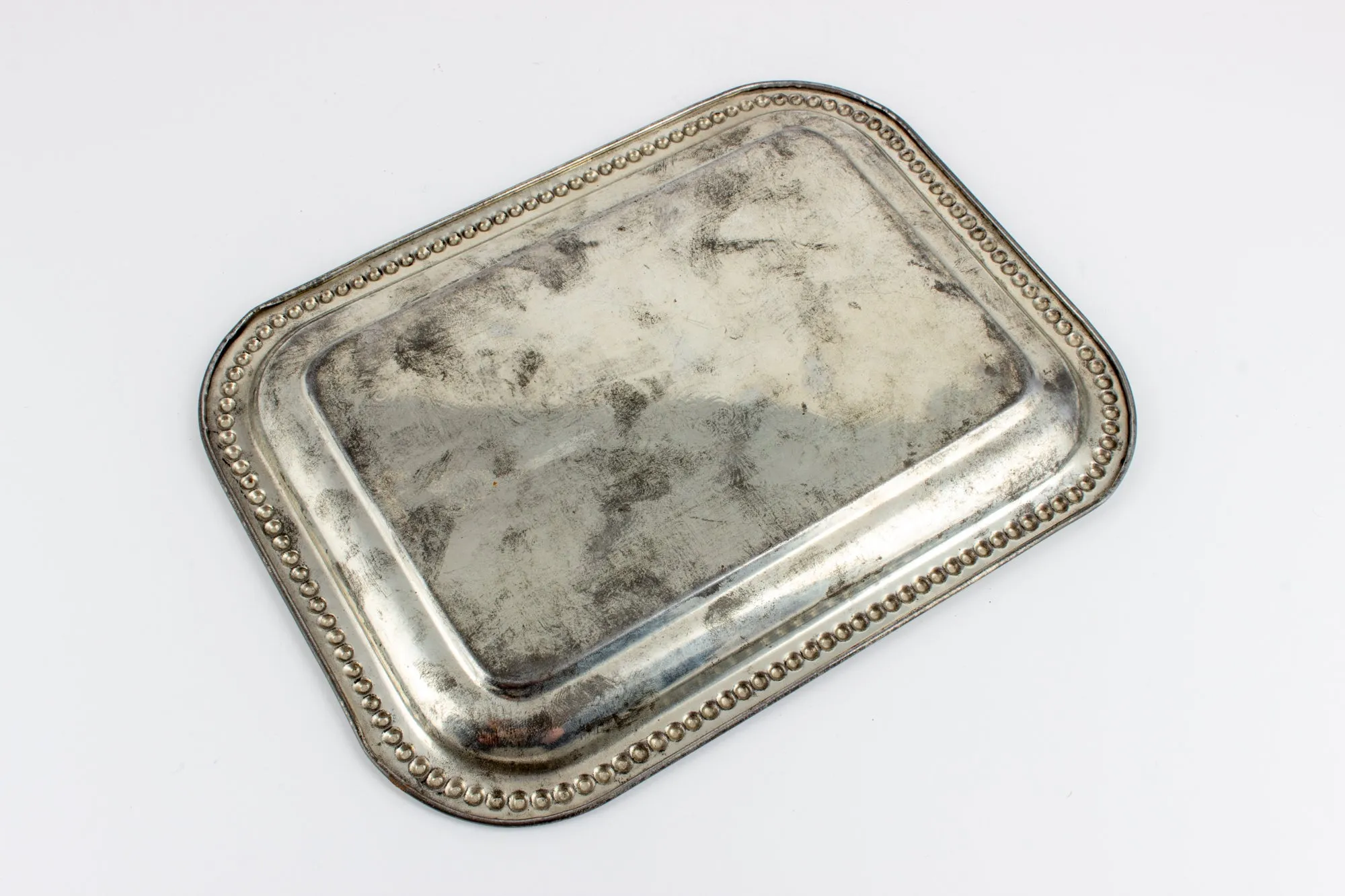 Small Vintage French Metal Engraved Tray