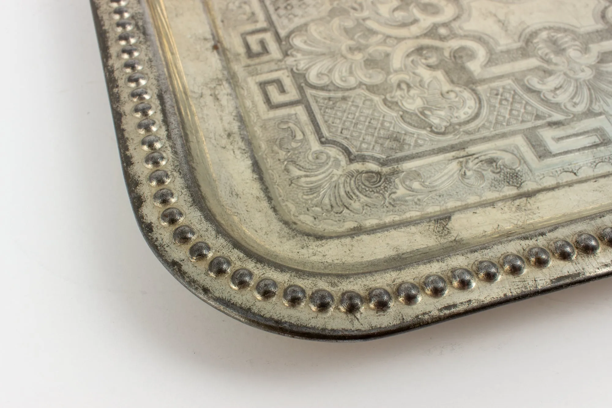 Small Vintage French Metal Engraved Tray
