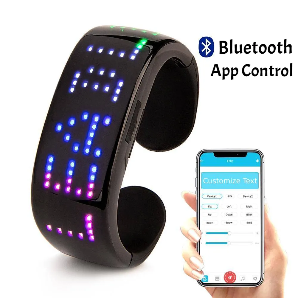Smart RGB LED Wrist Cuff Bracelet