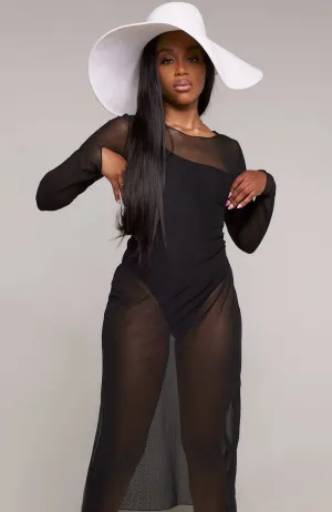 Solid Mesh Swim Cover Up - Black (Pre-Order)