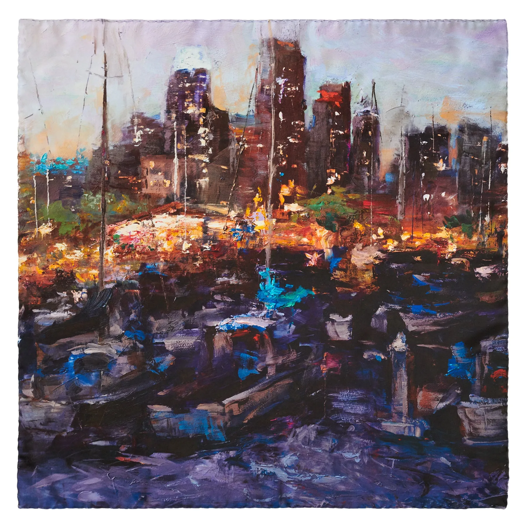 South Beach Harbor, 43-inch Square Italian Silk Scarf