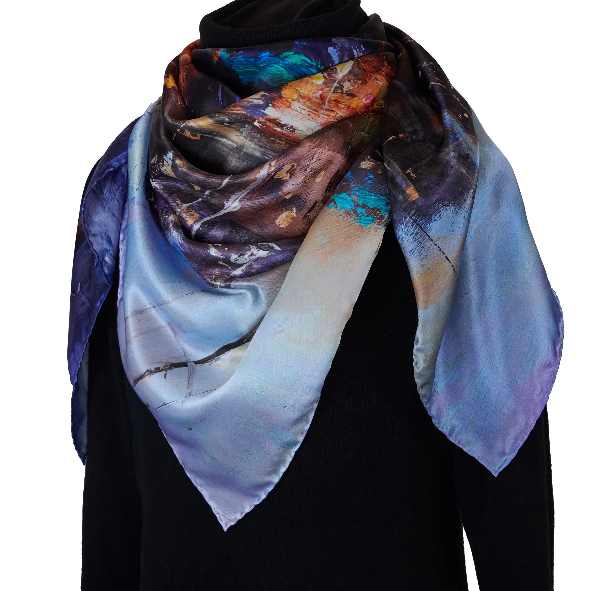South Beach Harbor, 43-inch Square Italian Silk Scarf