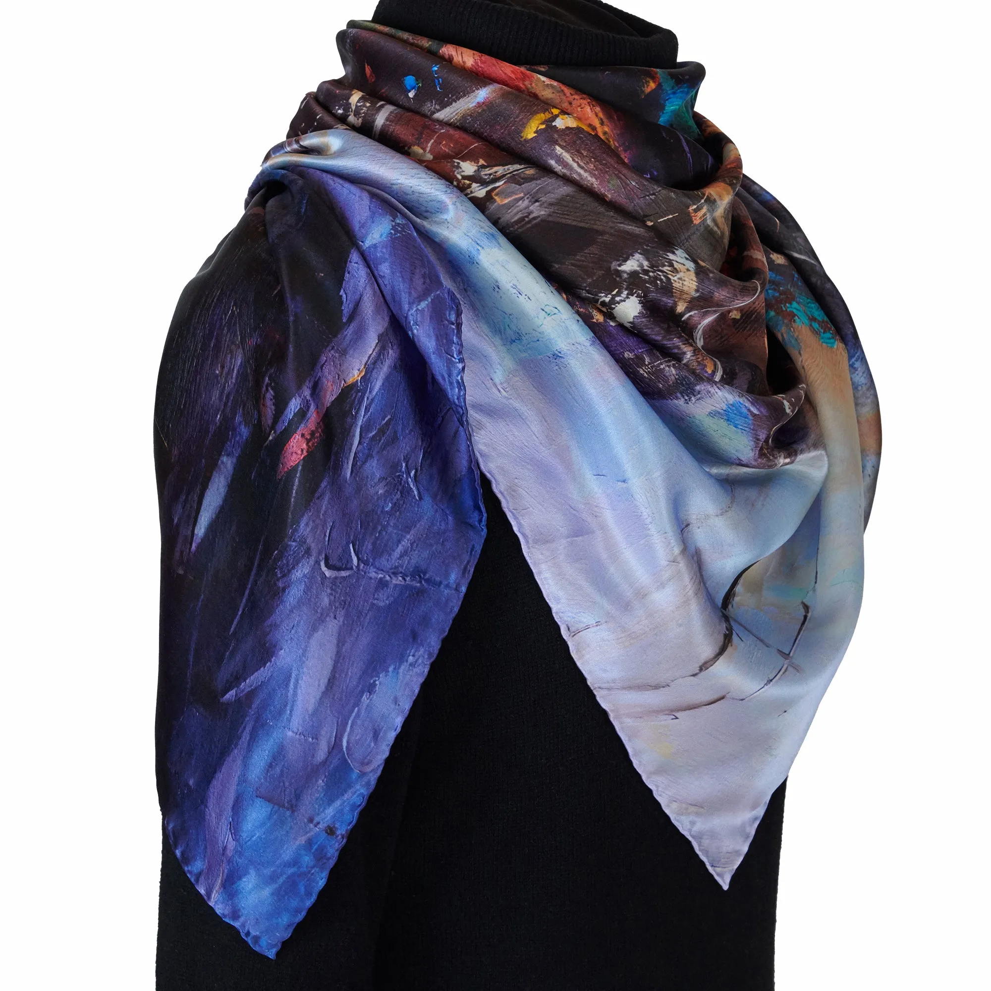 South Beach Harbor, 43-inch Square Italian Silk Scarf