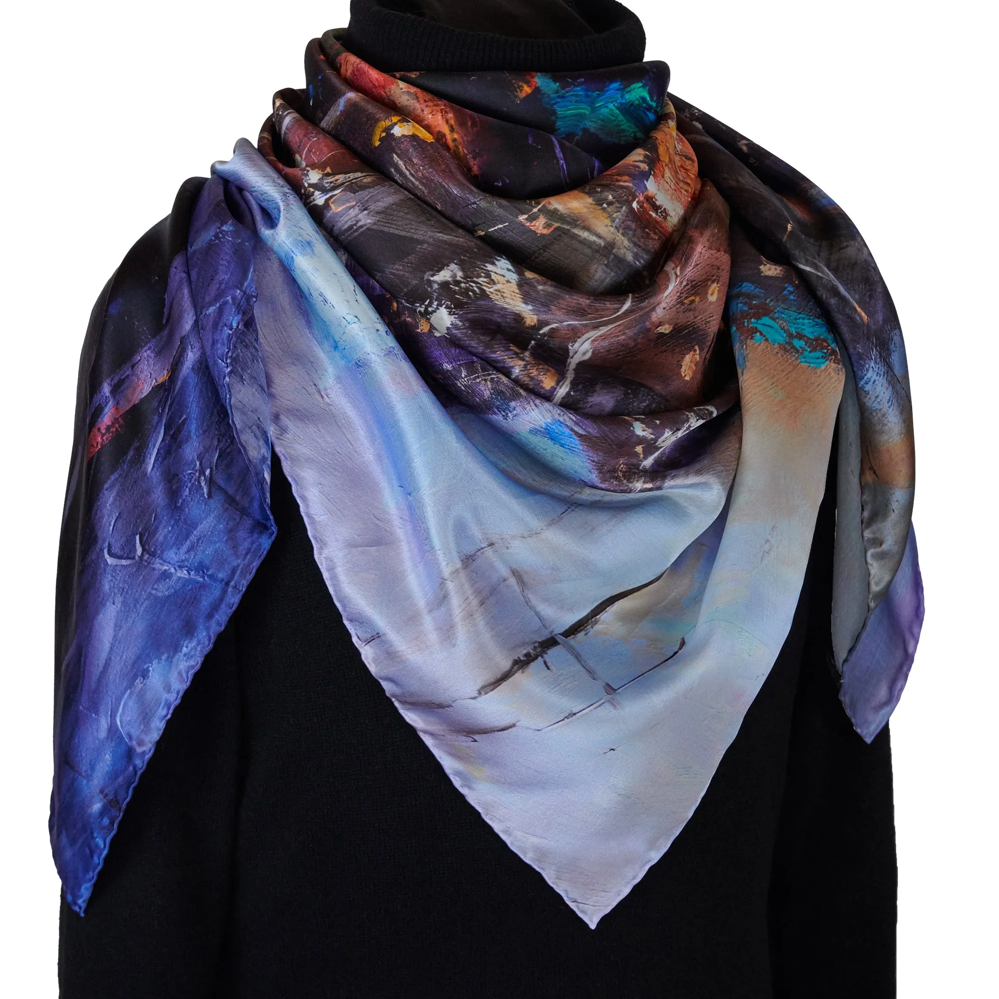 South Beach Harbor, 43-inch Square Italian Silk Scarf