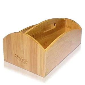 SplashSoup Natural Bamboo Spice Caddy Rack | Easy Carry Outdoor Grill Helper | Kitchen Accessory Organizer | Cooking Supply Cabinet Pantry Space Saver | Counter Top Bin | Picnic Condiment Holder
