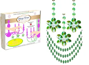 SPRING CHANDELIER MAKEOVER KIT - (3) Green Crystal Daisy   (3) 12" Green Crystal Garland (Set/6)