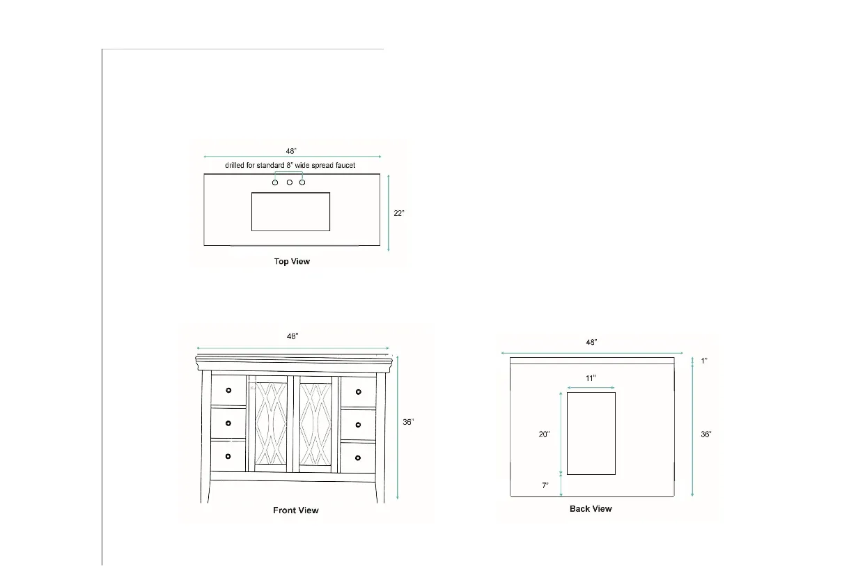 SS3748 - Clear Mango 48" w/ White Quartz Top