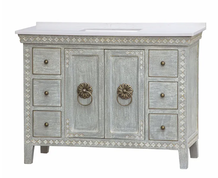 SS3948        48" WHITE/GREY WITH QUARTZ TOP