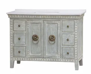SS3948        48" WHITE/GREY WITH QUARTZ TOP