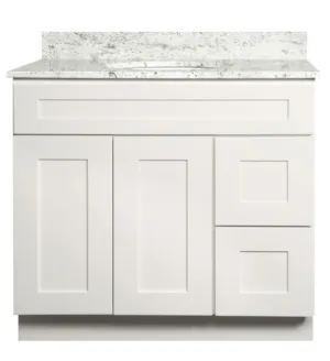 SSSWV3621D     36" Vanity Shaker White With Drawers